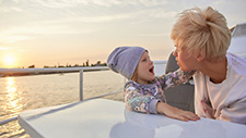 Mom and daughter on boat